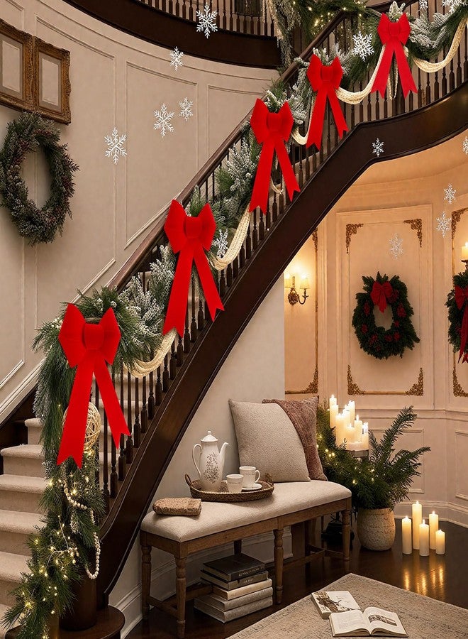 Solsew Christmas Decorations 2 Pcs 16'' Large Velvet Bow Curtain Tiebacks Bow Drapery Holdbacks Tie Rope for Holiday Christmas Indoor Home Decor, Burgundy Red - Image 4